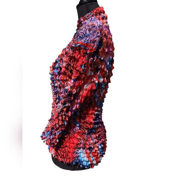 Women's Floral Popcorn Cardigan Button Blouse Collar Shirt Expandable One Size - Picture 4 of 5